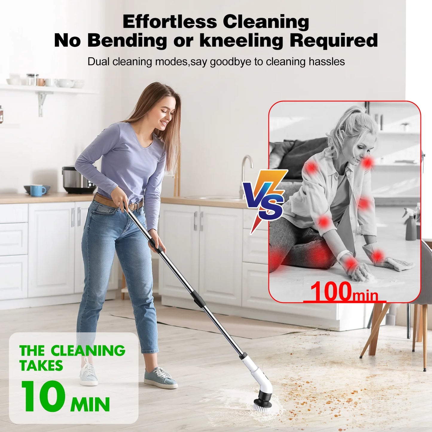 Electric Scrubber Cordless - Power Spin Scrubber for Bathroom, Shower & Tile Cleaning with 9 Brush Heads, Rechargeable - Grout, Floor, Sink Cleaner
